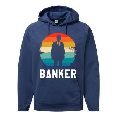 Retro Vintage Classic Banker Banking Cute Gift Performance Fleece Hoodie