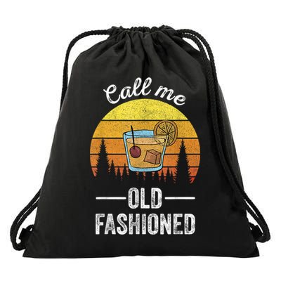 Retro Vintage Call Me Old Fashioned Whiskey Wisconsin Funny Drawstring Bag