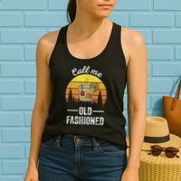 Retro Vintage Call Me Old Fashioned Whiskey Wisconsin Funny Womens Tank Top