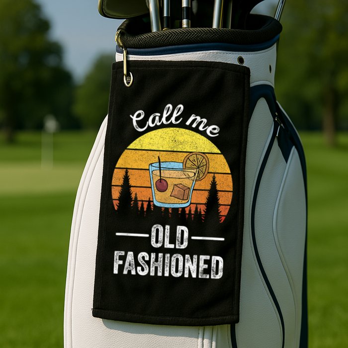 Retro Vintage Call Me Old Fashioned Whiskey Wisconsin Funny Golf Towel