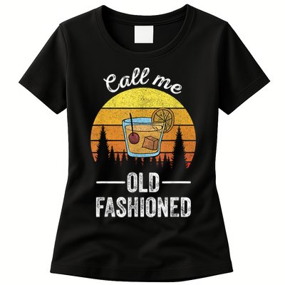 Retro Vintage Call Me Old Fashioned Whiskey Wisconsin Funny Womens T-Shirt