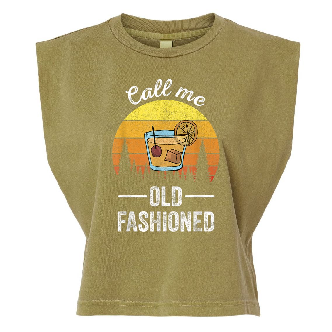 Retro Vintage Call Me Old Fashioned Whiskey Wisconsin Funny Garment-Dyed Women's Muscle Tee