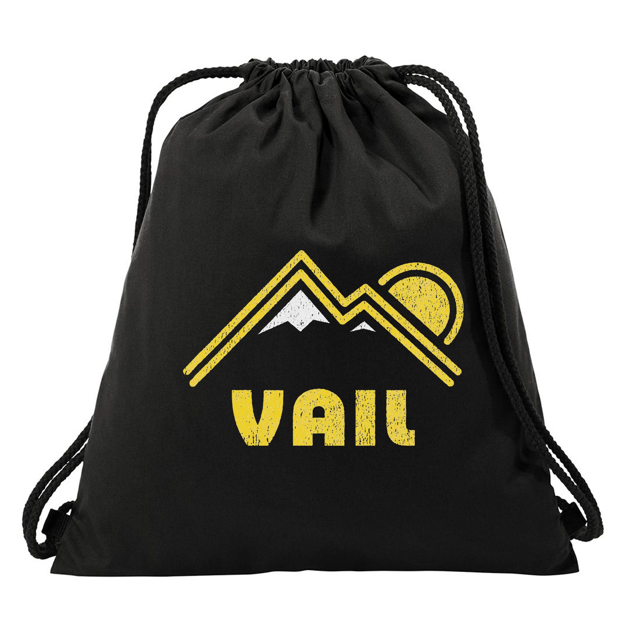 Retro Vail Colorado Co Vintage Mountains Drawstring Bag