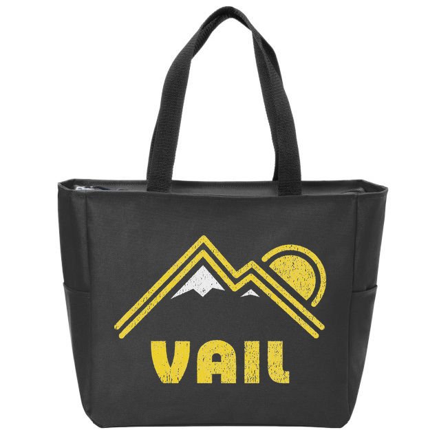 Retro Vail Colorado Co Vintage Mountains Zip Tote Bag