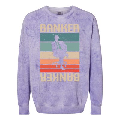 Retro Vintage Classic Banker Banking Funny Gift Colorblast Crewneck Sweatshirt