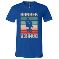 Retro Vintage Classic Banker Banking Funny Gift V-Neck T-Shirt