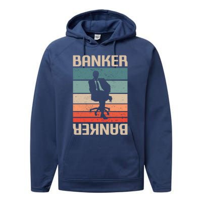 Retro Vintage Classic Banker Banking Funny Gift Performance Fleece Hoodie