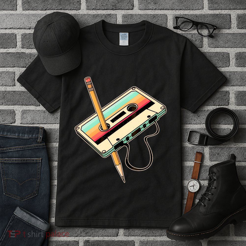 Retro Vintage Cassette Tape Pencil 70s 80s 90s Music Mixtape Tall T-Shirt