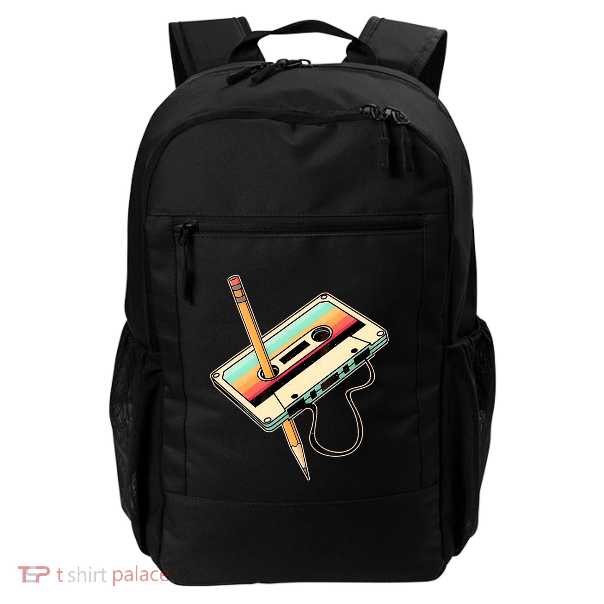 Retro Vintage Cassette Tape Pencil 70s 80s 90s Music Mixtape Backpack
