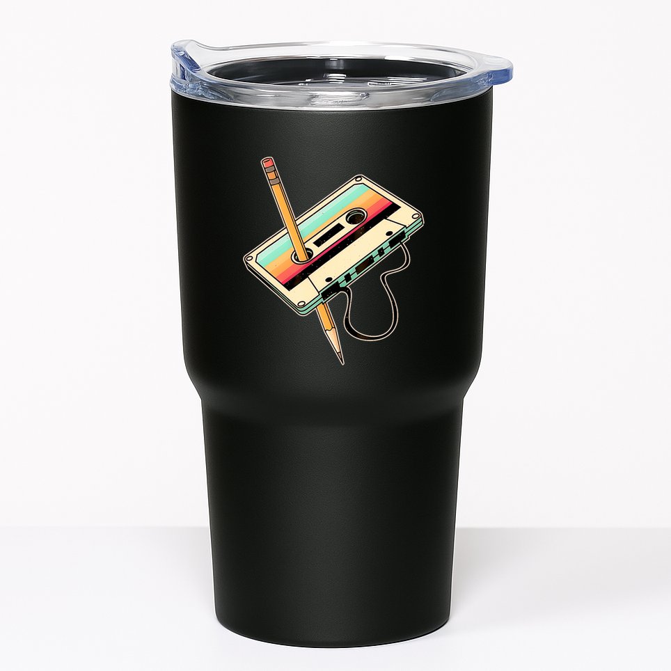 Retro Vintage Cassette Tape Pencil 70s 80s 90s Music Mixtape Tumbler