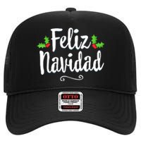 Retro Vintage Christmas Feliz Navidad Mexican Spanish Xmas Gift High Crown Mesh Back Trucker Hat