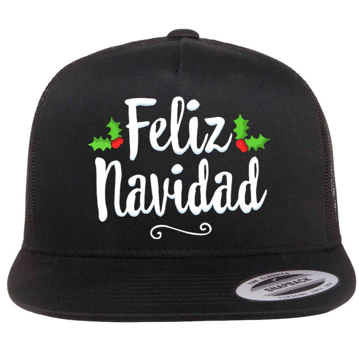 Retro Vintage Christmas Feliz Navidad Mexican Spanish Xmas Gift Flat Bill Trucker Hat