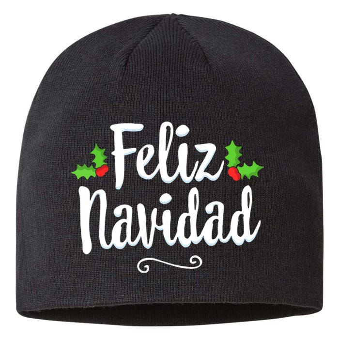 Retro Vintage Christmas Feliz Navidad Mexican Spanish Xmas Gift Sustainable Beanie