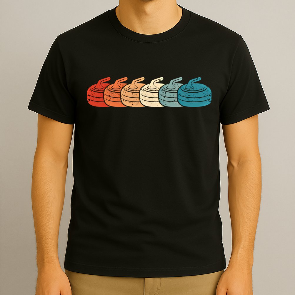 Retro Vintage Curling Player Curler Winter Ice Sports Stones Gift T-Shirt