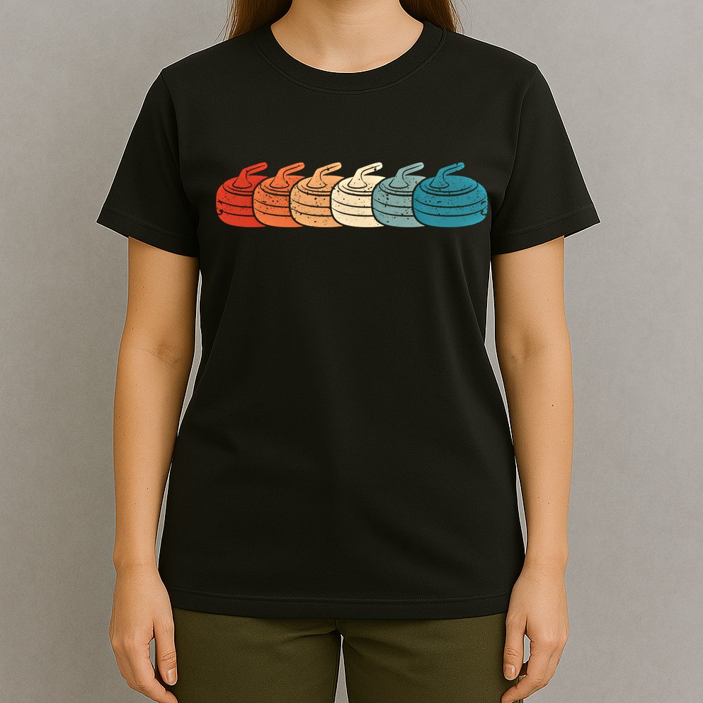 Retro Vintage Curling Player Curler Winter Ice Sports Stones Gift T-Shirt