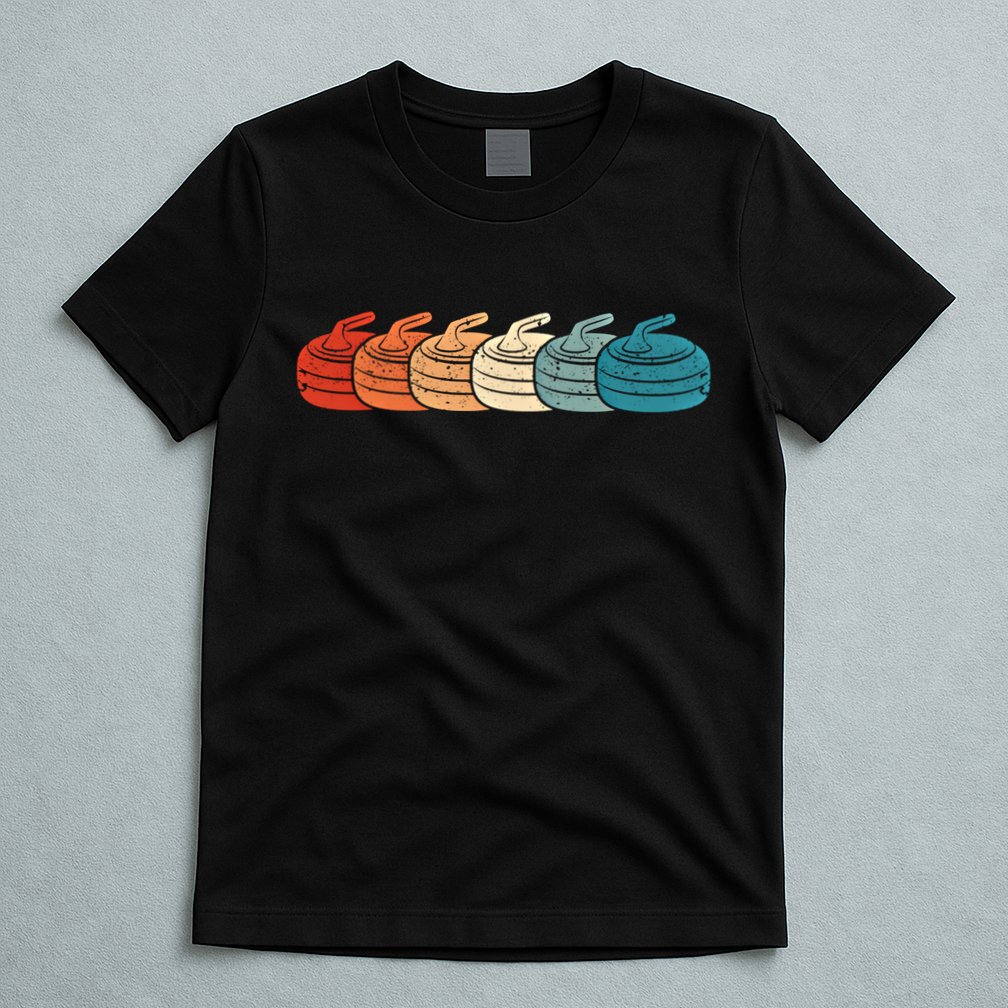 Retro Vintage Curling Player Curler Winter Ice Sports Stones Gift T-Shirt