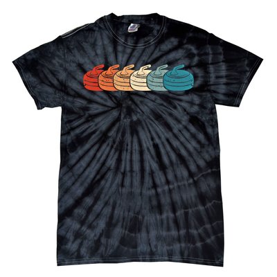 Retro Vintage Curling Player Curler Winter Ice Sports Stones Gift Tie-Dye T-Shirt