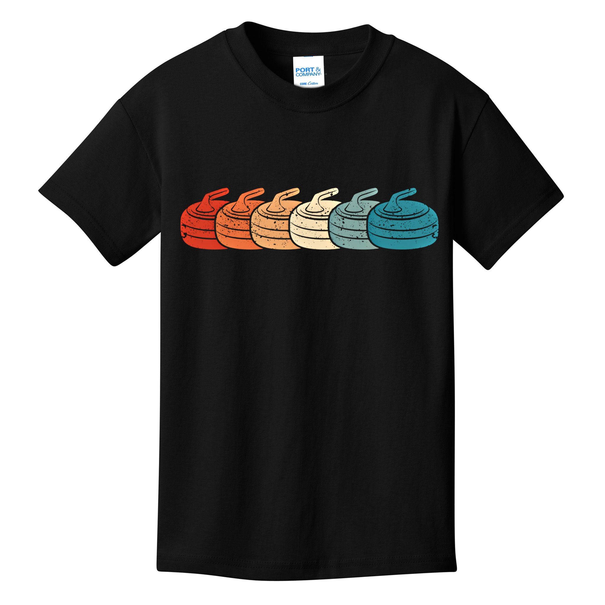 Retro Vintage Curling Player Curler Winter Ice Sports Stones Gift Kids T-Shirt