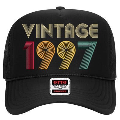 Retro Vintage Classic 1997 27th Birthday Gift 27 Years Old High Crown Mesh Back Trucker Hat