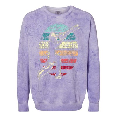 Retro Vintage Cricket Game Cricketer Cricketing Batting Colorblast Crewneck Sweatshirt