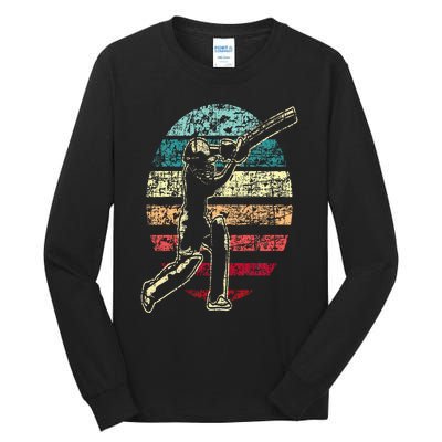 Retro Vintage Cricket Game Cricketer Cricketing Batting Tall Long Sleeve T-Shirt