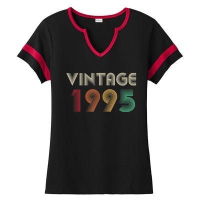 Retro Vintage Classic 1995 29th Birthday Gift 29 Years Old Ladies Halftime Notch Neck Tee