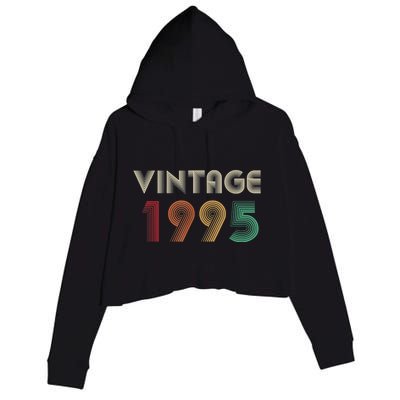 Retro Vintage Classic 1995 29th Birthday Gift 29 Years Old Crop Fleece Hoodie