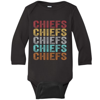 Retro Vintage Chiefs Baby Long Sleeve Bodysuit