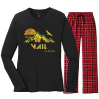 Retro Vail Colorado Distressed Home Women's Long Sleeve Flannel Pajama Set 