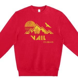 Retro Vail Colorado Distressed Home Premium Crewneck Sweatshirt