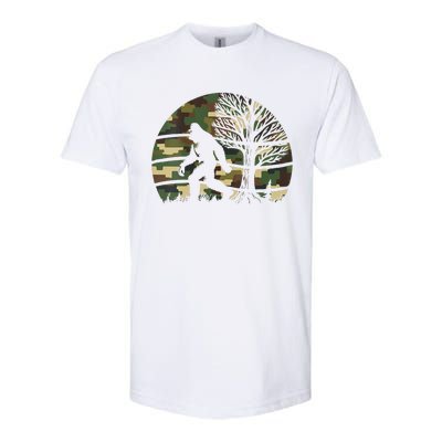 Retro Vintage Camo Big Foot Sasquatch Bigfoot Softstyle® CVC T-Shirt