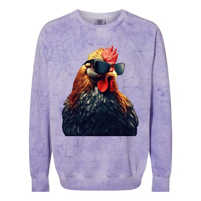 Retro Vintage Chicken Cool Rooster Wearing Sunglasses Colorblast Crewneck Sweatshirt