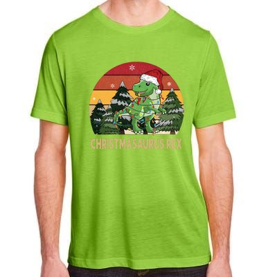 Retro Vintage Christmasaurus Rex Dinosaur Merry Christmas Adult ChromaSoft Performance T-Shirt