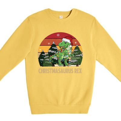 Retro Vintage Christmasaurus Rex Dinosaur Merry Christmas Premium Crewneck Sweatshirt