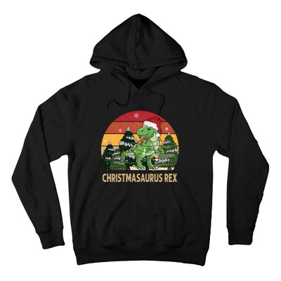 Retro Vintage Christmasaurus Rex Dinosaur Merry Christmas Hoodie