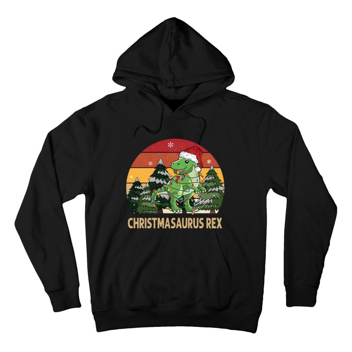 Retro Vintage Christmasaurus Rex Dinosaur Merry Christmas Hoodie