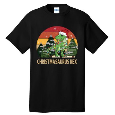 Retro Vintage Christmasaurus Rex Dinosaur Merry Christmas Tall T-Shirt