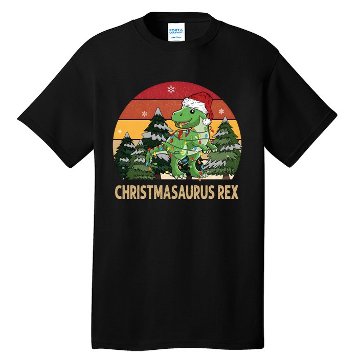 Retro Vintage Christmasaurus Rex Dinosaur Merry Christmas Tall T-Shirt