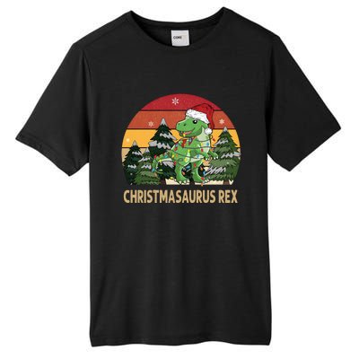 Retro Vintage Christmasaurus Rex Dinosaur Merry Christmas Tall Fusion ChromaSoft Performance T-Shirt