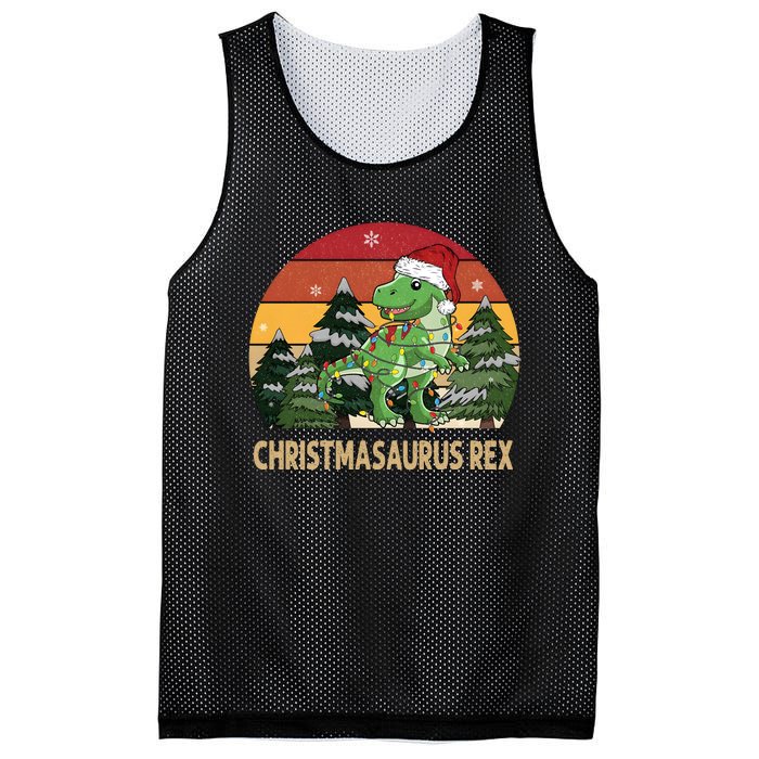 Retro Vintage Christmasaurus Rex Dinosaur Merry Christmas Mesh Reversible Basketball Jersey Tank