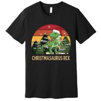 Retro Vintage Christmasaurus Rex Dinosaur Merry Christmas Premium T-Shirt