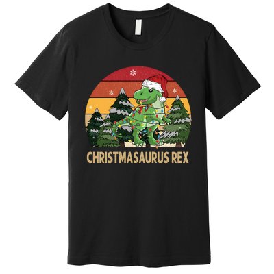 Retro Vintage Christmasaurus Rex Dinosaur Merry Christmas Premium T-Shirt