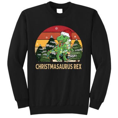 Retro Vintage Christmasaurus Rex Dinosaur Merry Christmas Tall Sweatshirt