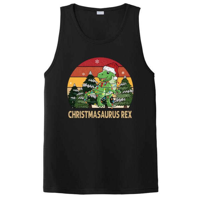 Retro Vintage Christmasaurus Rex Dinosaur Merry Christmas PosiCharge Competitor Tank