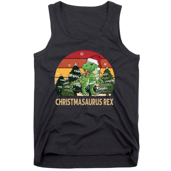 Retro Vintage Christmasaurus Rex Dinosaur Merry Christmas Tank Top