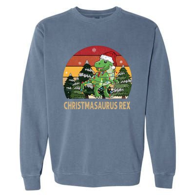 Retro Vintage Christmasaurus Rex Dinosaur Merry Christmas Garment-Dyed Sweatshirt