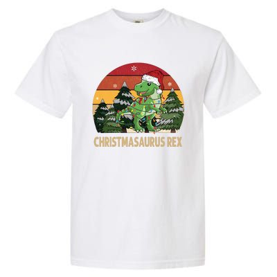 Retro Vintage Christmasaurus Rex Dinosaur Merry Christmas Garment-Dyed Heavyweight T-Shirt