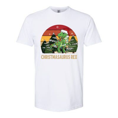 Retro Vintage Christmasaurus Rex Dinosaur Merry Christmas Softstyle CVC T-Shirt