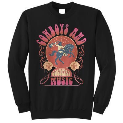 Retro Vintage Cow And Country Music Western Cowgirl Sweatshirt