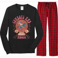 Retro Vintage Cow And Country Music Western Cowgirl Long Sleeve Pajama Set